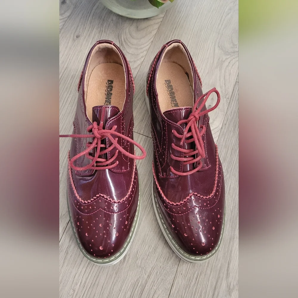 Dadawen Burgundy Wingtip Oxford Loafer 1.5